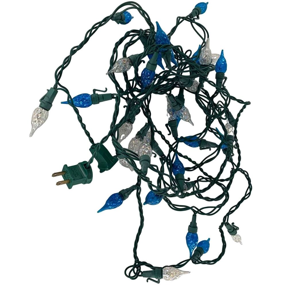 Christmas Lights LED Diamond Cut 1 String Strawberry Blue & White Imperfect